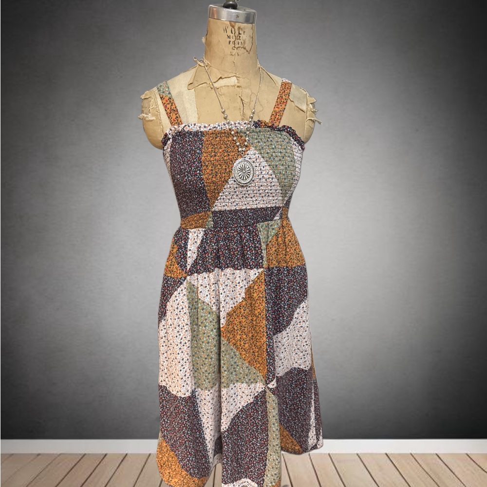 Universal Thread Multicolor Patchwork Midi Dress - image 1